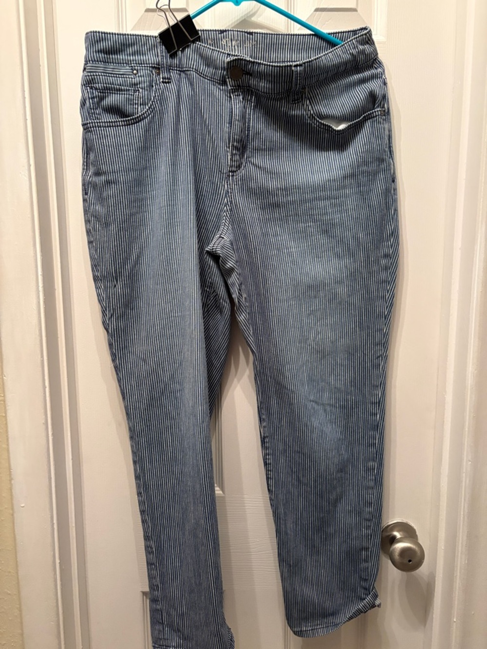 Women’s Blue Pinstripe chicos Jeans - Classic  Fit railroad